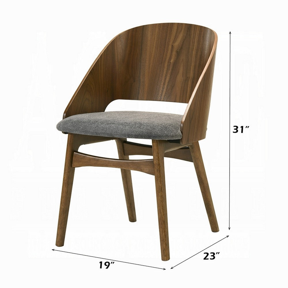 Dio Dining Side Chair Set of 2 | Open Cut Curved Back | Walnut Brown
