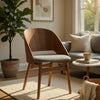 Dio Dining Side Chair Set of 2 | Open Cut Curved Back | Walnut Brown