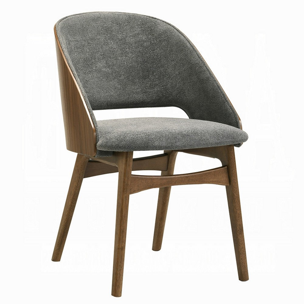 Dio Dining Side Chair Set of 2 | Gray Padded Curved Back | Walnut Brown