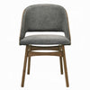 Dio Dining Side Chair Set of 2 | Gray Padded Curved Back | Walnut Brown