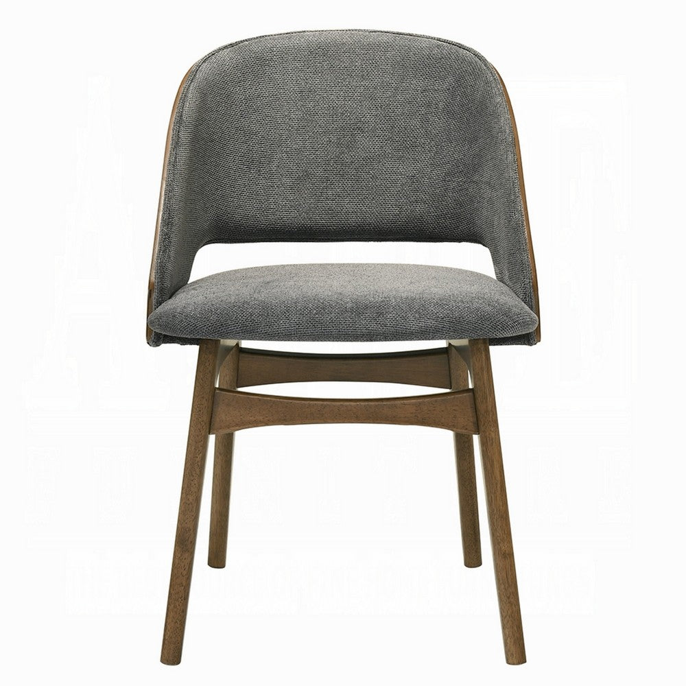Dio Dining Side Chair Set of 2 | Gray Padded Curved Back | Walnut Brown