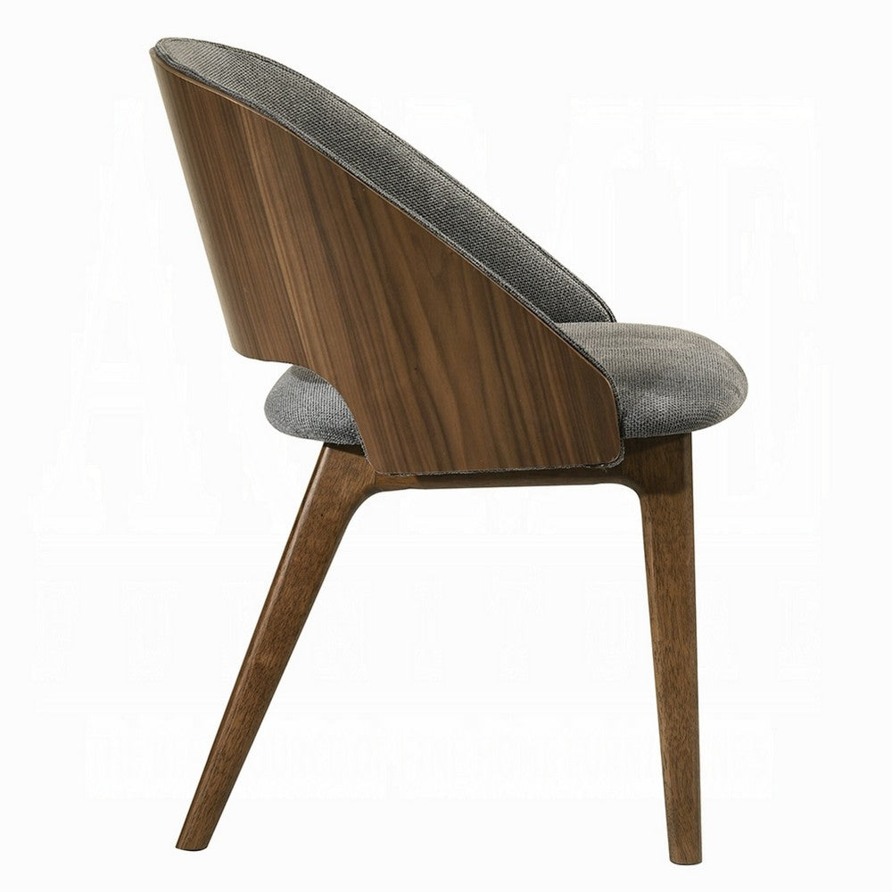 Dio Dining Side Chair Set of 2 | Gray Padded Curved Back | Walnut Brown