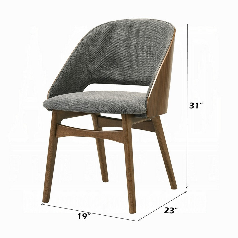 Dio Dining Side Chair Set of 2 | Gray Padded Curved Back | Walnut Brown