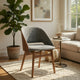 Dio Dining Side Chair Set of 2 | Gray Padded Curved Back | Walnut Brown