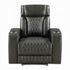 Neja Power Motion Recliner Chair | LED and USB | Dark Gray Faux Leather