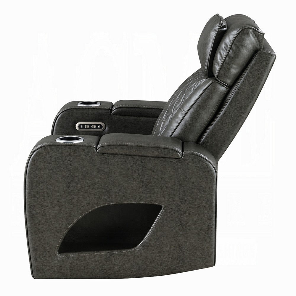 Neja Power Motion Recliner Chair | LED and USB | Dark Gray Faux Leather