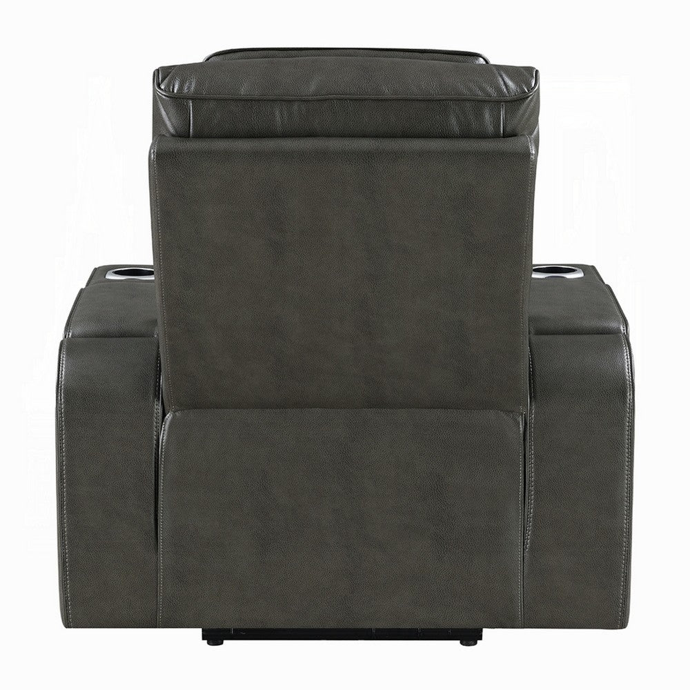 Neja Power Motion Recliner Chair | LED and USB | Dark Gray Faux Leather