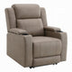 Jeja Power Motion Recliner Chair with Storage | Gray Faux Camel Leather