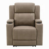 Jeja Power Motion Recliner Chair with Storage | Gray Faux Camel Leather