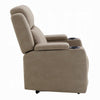 Jeja Power Motion Recliner Chair with Storage | Gray Faux Camel Leather