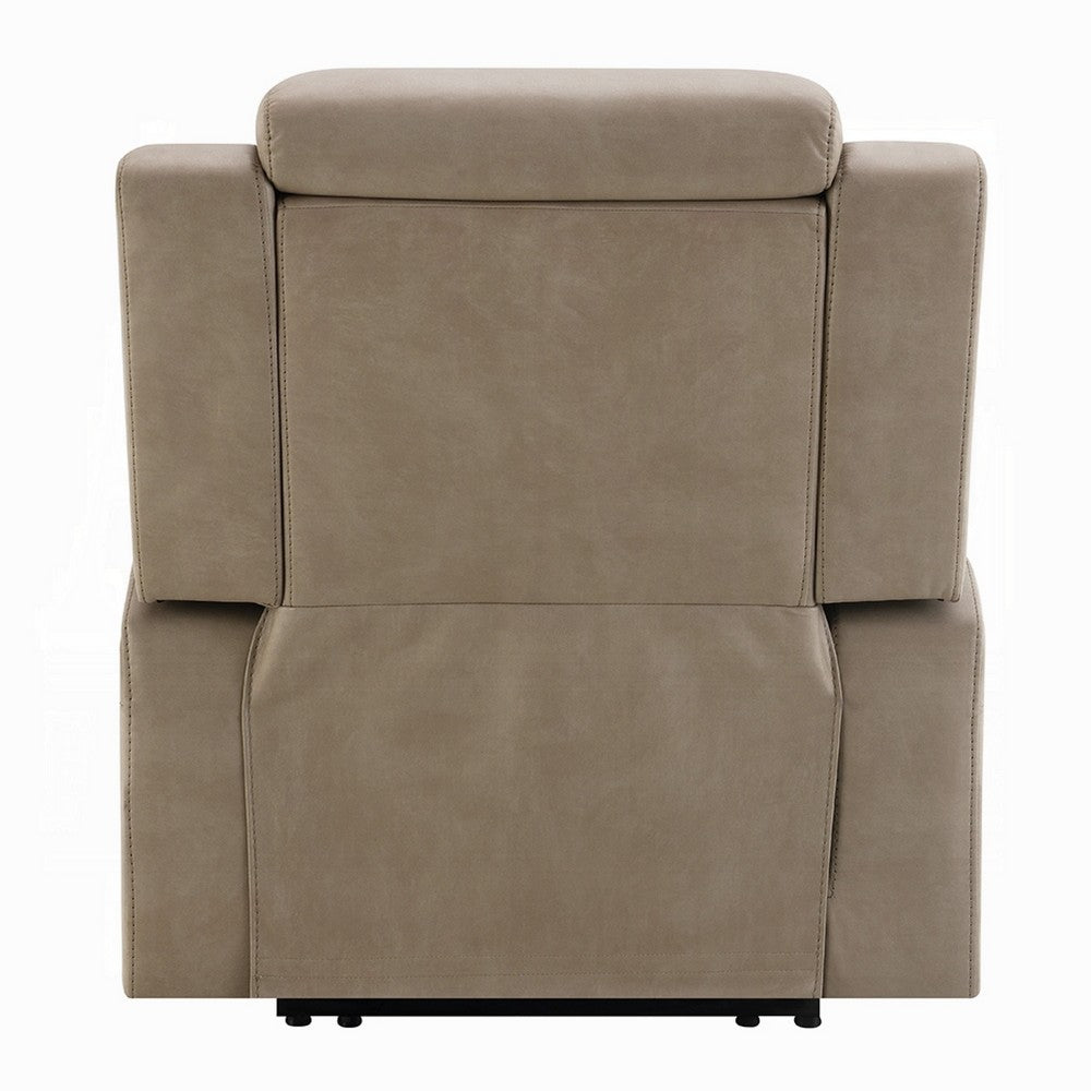 Jeja Power Motion Recliner Chair with Storage | Gray Faux Camel Leather