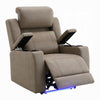 Jeja Power Motion Recliner Chair with Storage | Gray Faux Camel Leather