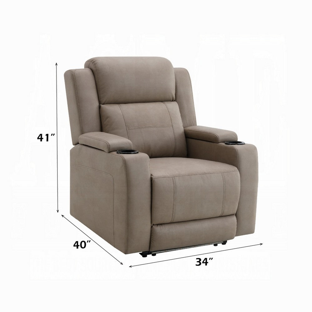 Jeja Power Motion Recliner Chair with Storage | Gray Faux Camel Leather