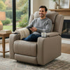 Jeja Power Motion Recliner Chair with Storage | Gray Faux Camel Leather