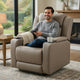 Jeja Power Motion Recliner Chair with Storage | Gray Faux Camel Leather