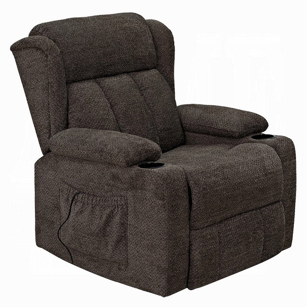 Leu Power Motion Recliner Chair with Lift | Wide Tufting | Brown Linen
