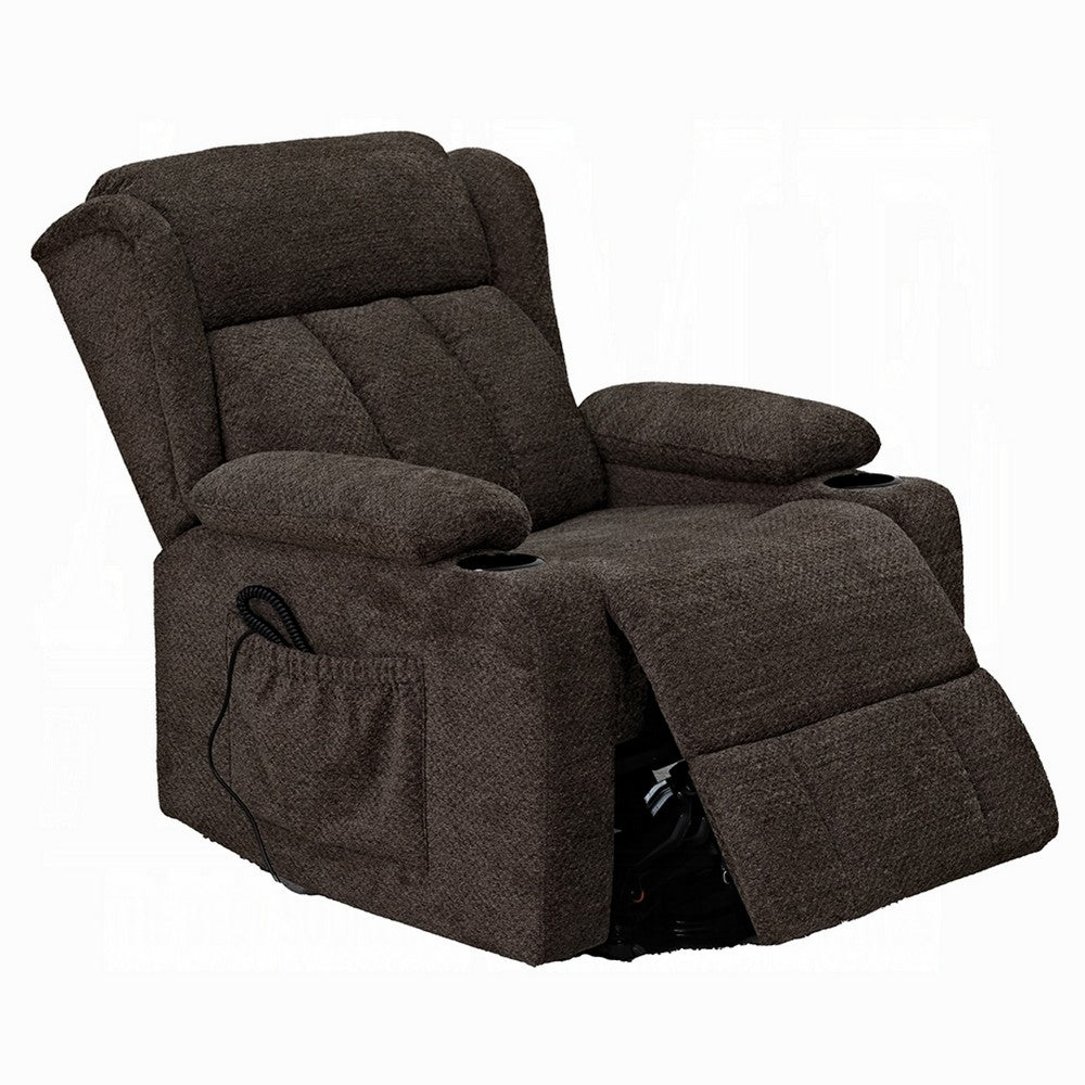 Leu Power Motion Recliner Chair with Lift | Wide Tufting | Brown Linen