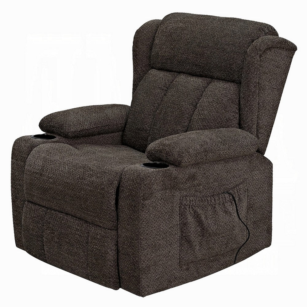 Leu Power Motion Recliner Chair with Lift | Wide Tufting | Brown Linen