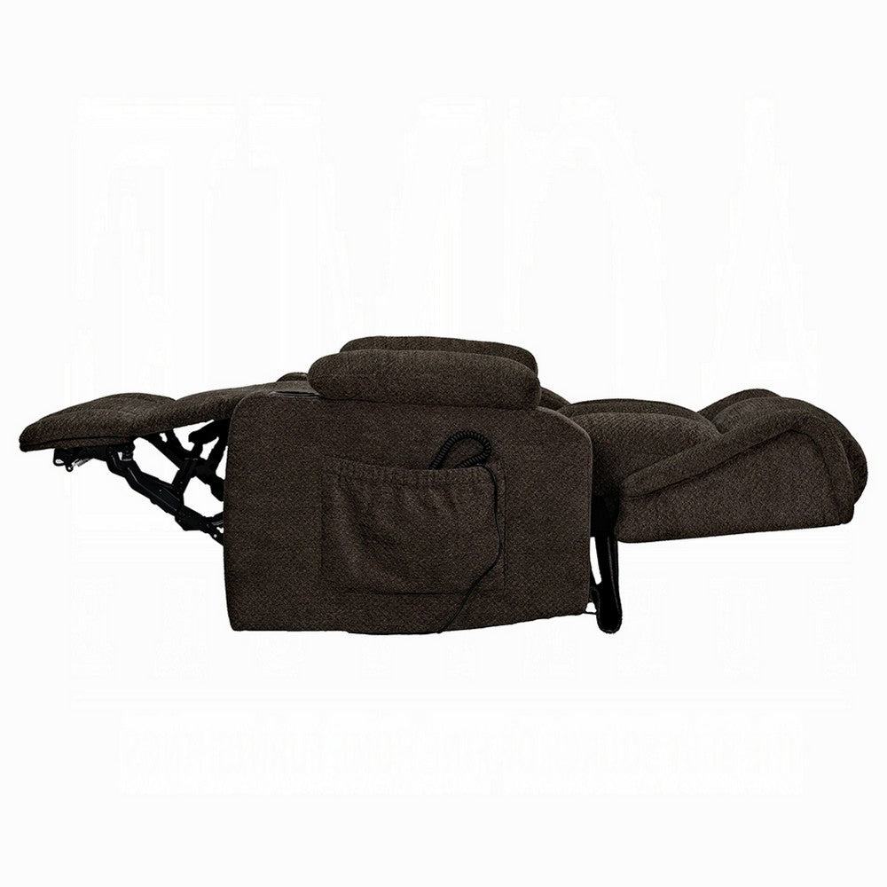 Leu Power Motion Recliner Chair with Lift | Wide Tufting | Brown Linen