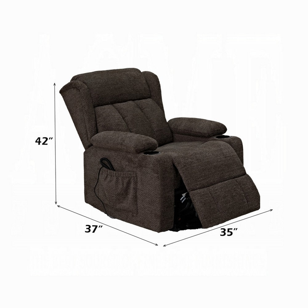 Leu Power Motion Recliner Chair with Lift | Wide Tufting | Brown Linen