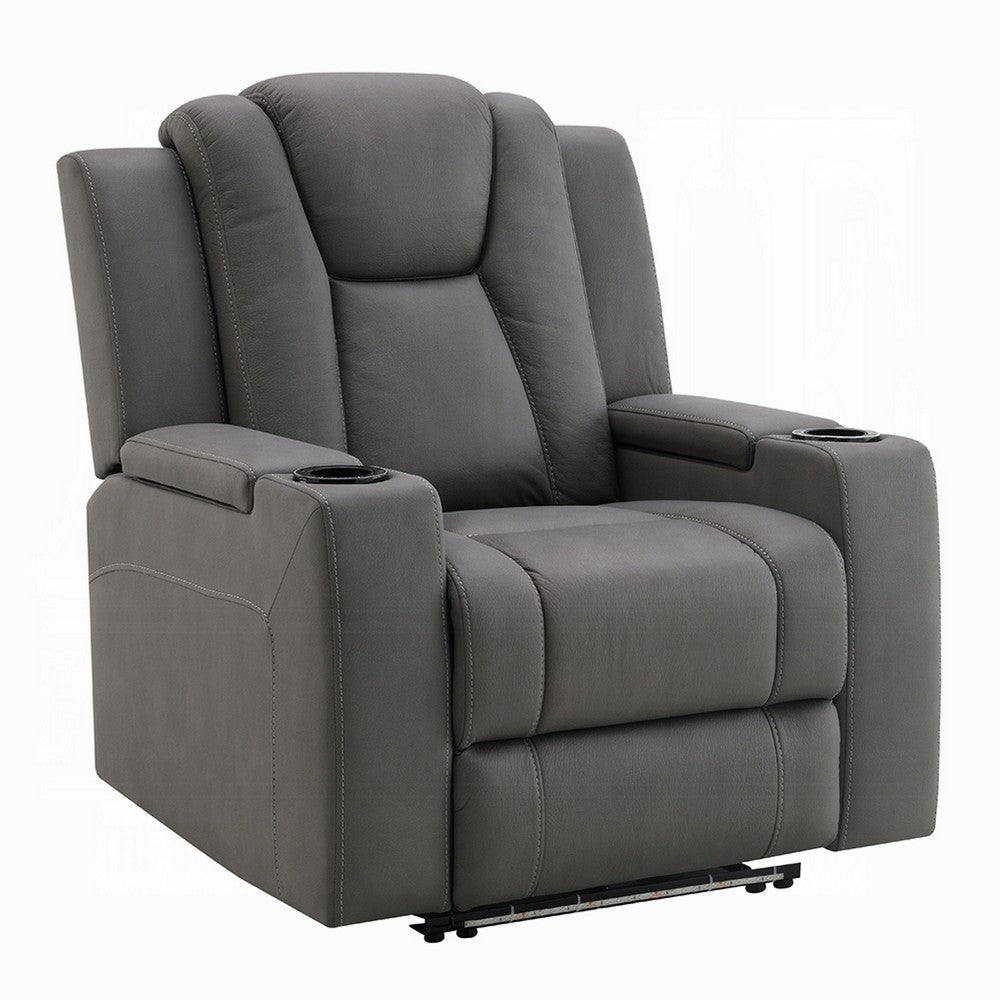 Jeju Power Motion Recliner with Power Headrest | LED | Gray Faux Leather