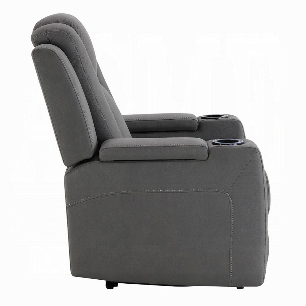 Jeju Power Motion Recliner with Power Headrest | LED | Gray Faux Leather