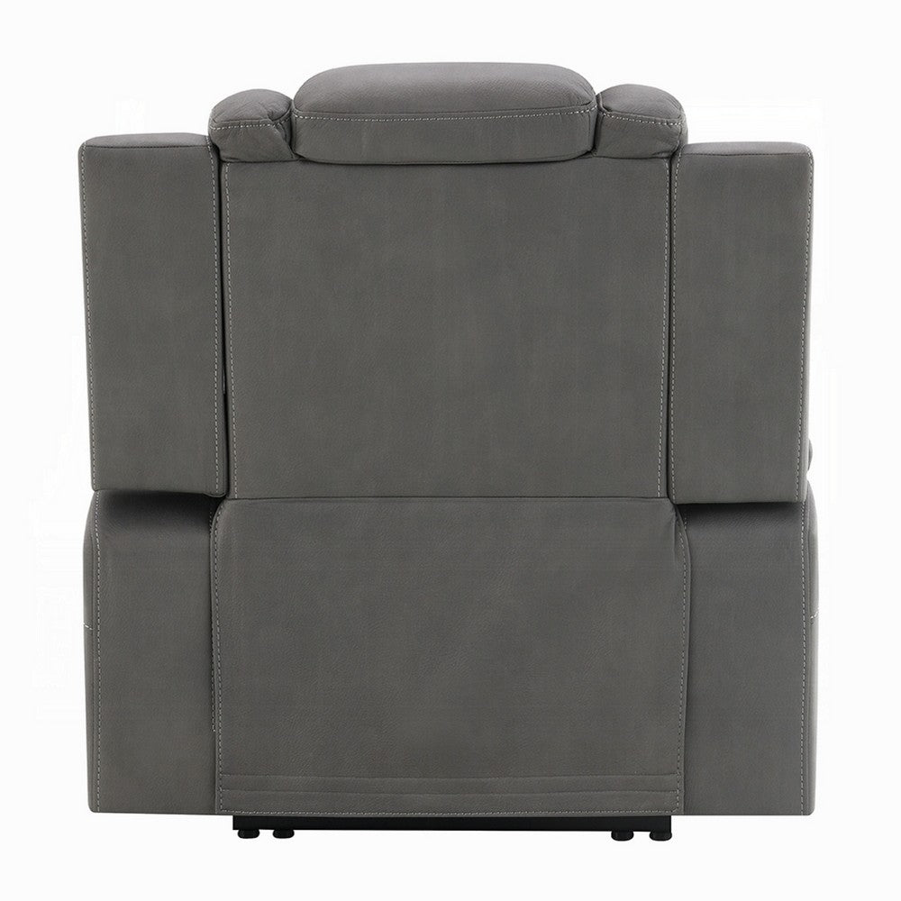 Jeju Power Motion Recliner with Power Headrest | LED | Gray Faux Leather
