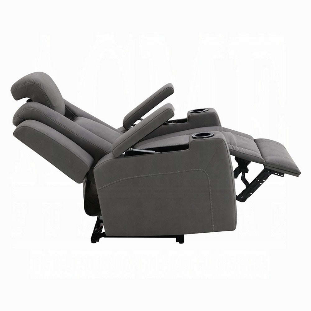 Jeju Power Motion Recliner with Power Headrest | LED | Gray Faux Leather