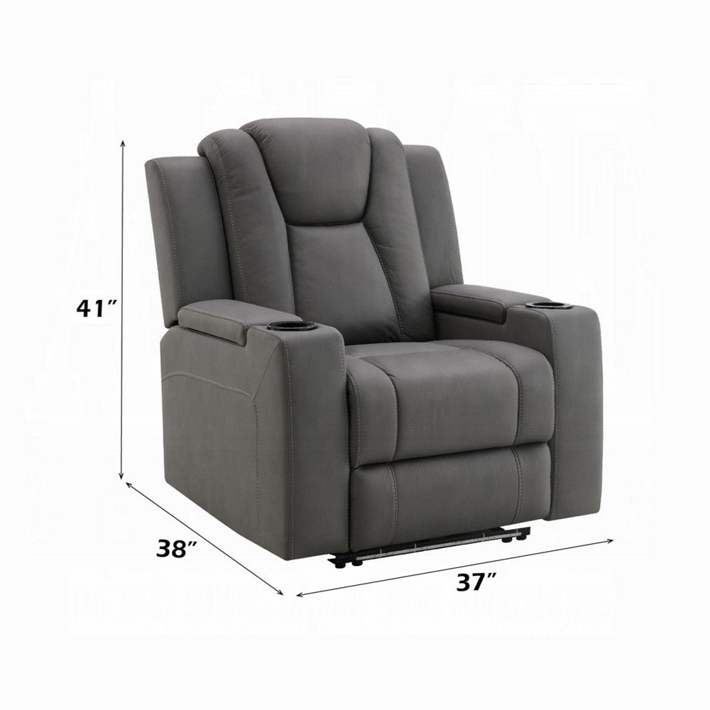 Jeju Power Motion Recliner with Power Headrest | LED | Gray Faux Leather