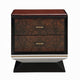 Soen Nightstand | 2 Drawers | Quilted Beige Linen | Brown Pedestal Base