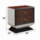 Soen Nightstand | 2 Drawers | Quilted Beige Linen | Brown Pedestal Base