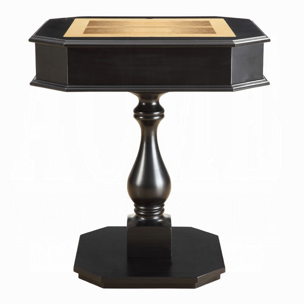 Boen Backgammon Game Table | 1 Drawer | 28" Top | Black Turned Base