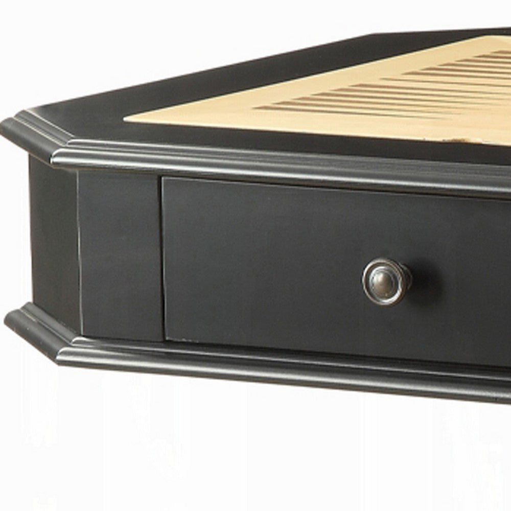 Boen Backgammon Game Table | 1 Drawer | 28" Top | Black Turned Base