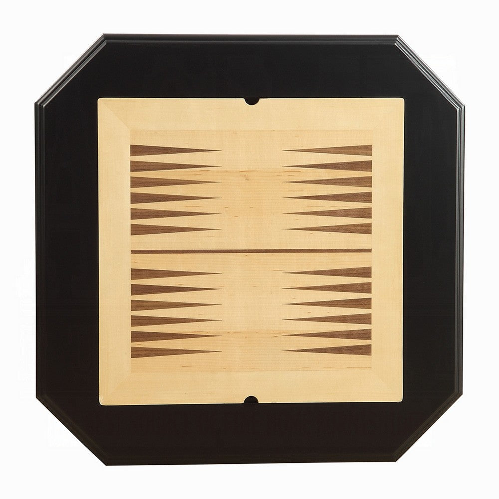 Boen Backgammon Game Table | 1 Drawer | 28" Top | Black Turned Base