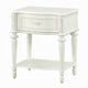 Dorie Nightstand | Drawer & Shelf | Egg Molded Trim Floral Carved Ivory Wood