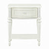 Dorie Nightstand | Drawer & Shelf | Egg Molded Trim Floral Carved Ivory Wood