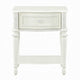 Dorie Nightstand | Drawer & Shelf | Egg Molded Trim Floral Carved Ivory Wood