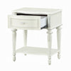 Dorie Nightstand | Drawer & Shelf | Egg Molded Trim Floral Carved Ivory Wood