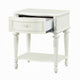 Dorie Nightstand | Drawer & Shelf | Egg Molded Trim Floral Carved Ivory Wood