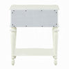 Dorie Nightstand | Drawer & Shelf | Egg Molded Trim Floral Carved Ivory Wood