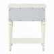 Dorie Nightstand | Drawer & Shelf | Egg Molded Trim Floral Carved Ivory Wood