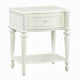 Dorie Nightstand | Drawer & Shelf | Egg Molded Trim Floral Carved Ivory Wood