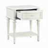 Dorie Nightstand | Drawer & Shelf | Egg Molded Trim Floral Carved Ivory Wood