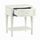 Dorie Nightstand | Drawer & Shelf | Egg Molded Trim Floral Carved Ivory Wood