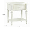 Dorie Nightstand | Drawer & Shelf | Egg Molded Trim Floral Carved Ivory Wood