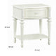 Dorie Nightstand | Drawer & Shelf | Egg Molded Trim Floral Carved Ivory Wood
