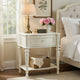 Dorie Nightstand | Drawer & Shelf | Egg Molded Trim Floral Carved Ivory Wood