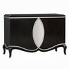 2 Door Cabinet Console | Mirror Trim Inlay | Scalloped Base | Black 50"