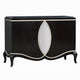 2 Door Cabinet Console | Mirror Trim Inlay | Scalloped Base | Black 50"