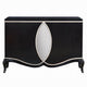 2 Door Cabinet Console | Mirror Trim Inlay | Scalloped Base | Black 50"